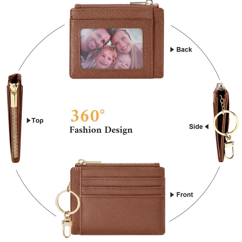Sodsay Card Case Slim Front Pocket Wallet for Women Credit Card Holder with Keychain(CH Deep Brown) - Image 4